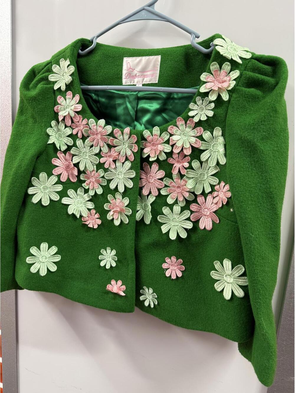 Dabuwawa Green Floral Women's Wool Jacket